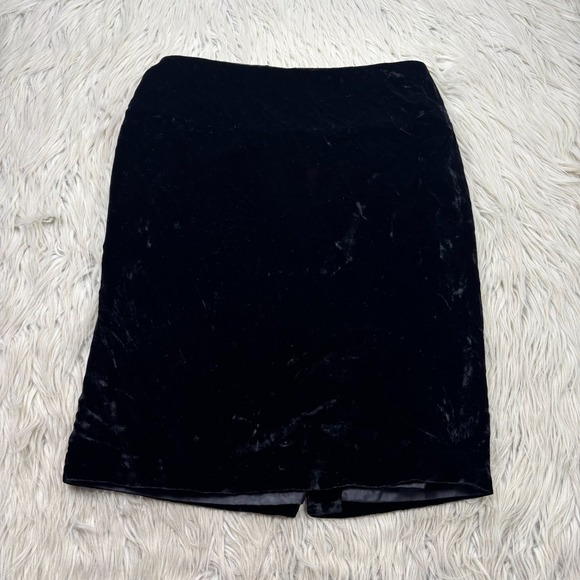 INC International Concepts Women's 6 Black Velvet Pencil Skirt Whimsy Goth - Picture 1 of 3